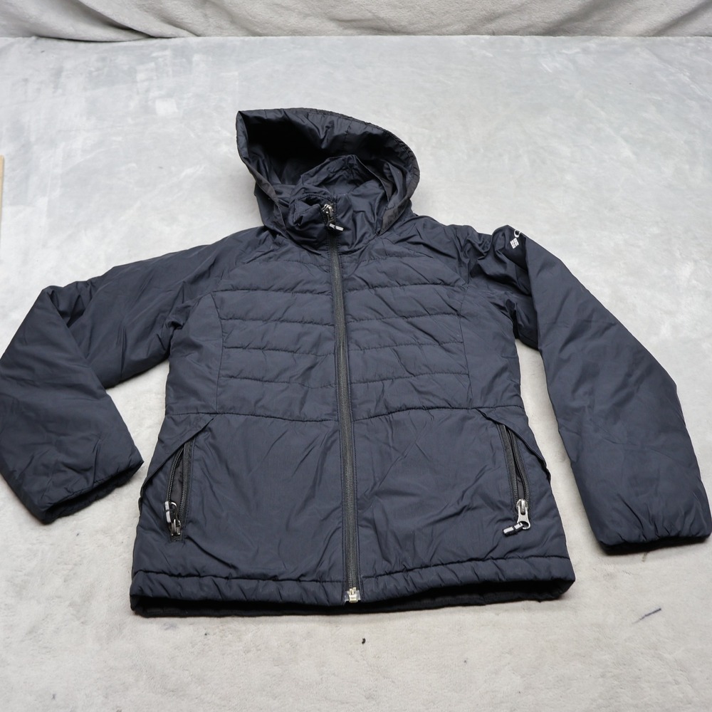 Columbia Jacket Boys‎ Small 8 Black Insulated Quilted Full Zip Hooded Puffer
